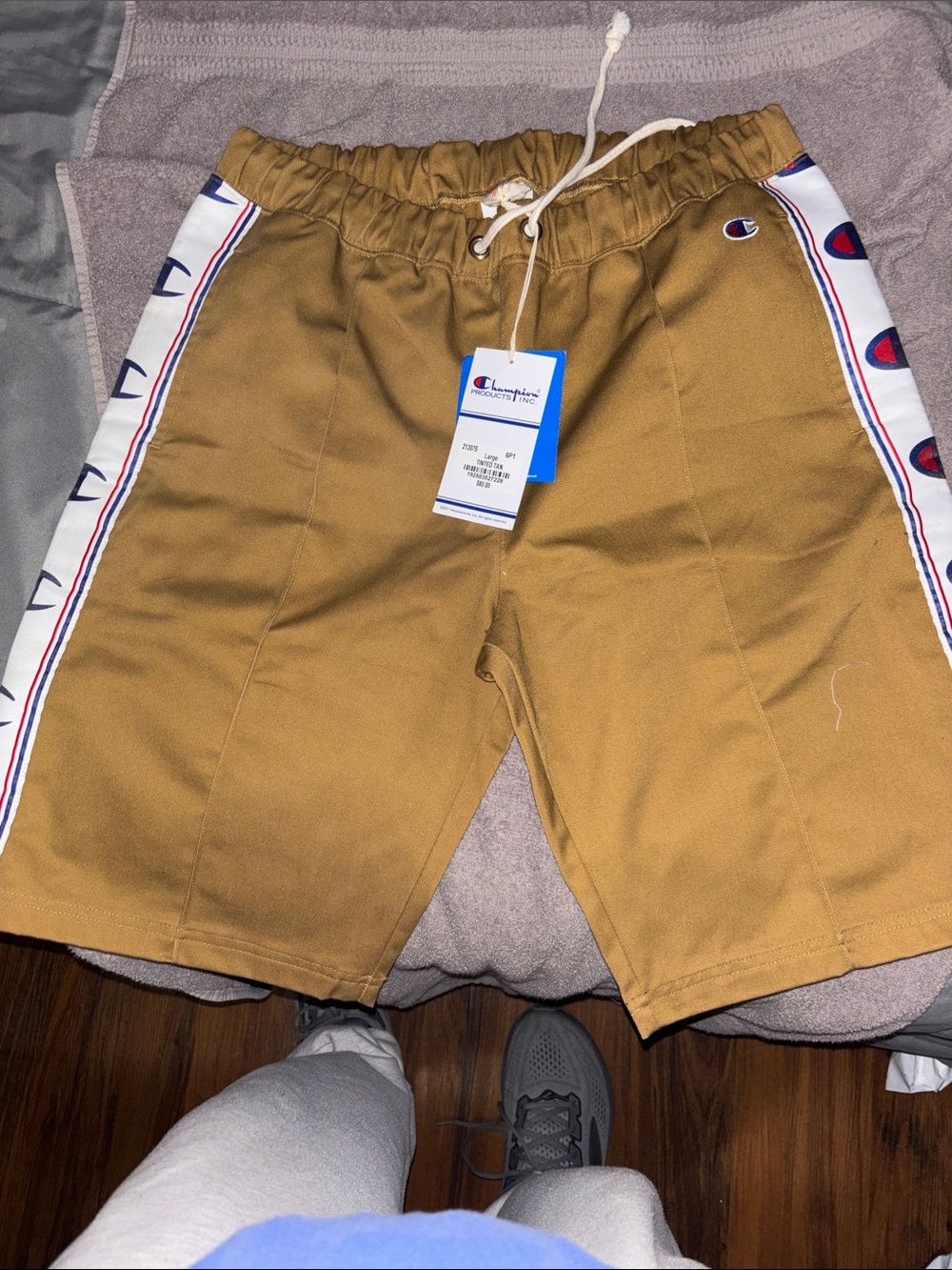Champion Men’s Brown Athletic Shorts with Branded Side Tape